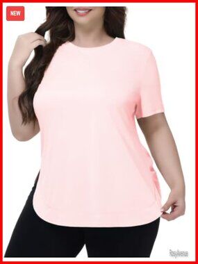 Plus Size Workout Top UPF 50+ Quick Dry Short Sleeve Athletic Tee